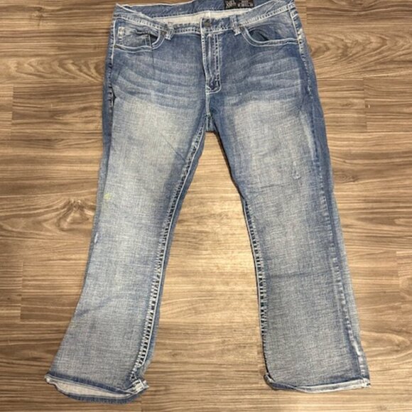 TK Axel Jeans Mens 38x30 Blue Slim Bootcut Y2K Style Embroidered Pockets Denim P - Picture 4 of 6